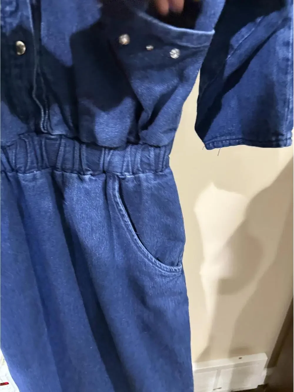 80s 90s Women's Blue Denim Dress with Studded Detail